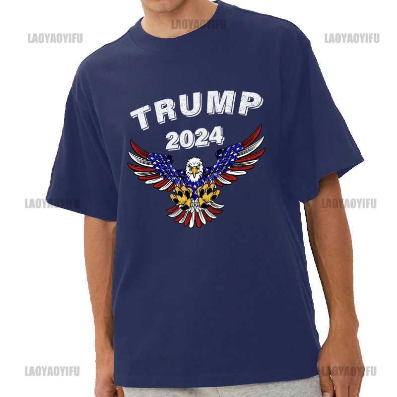 

Make America Trump Again Bald Eagle Printing Shirt Casual Men's T-Shirt Short Sleeve Clothing Streetwear Hip Hop Cotton