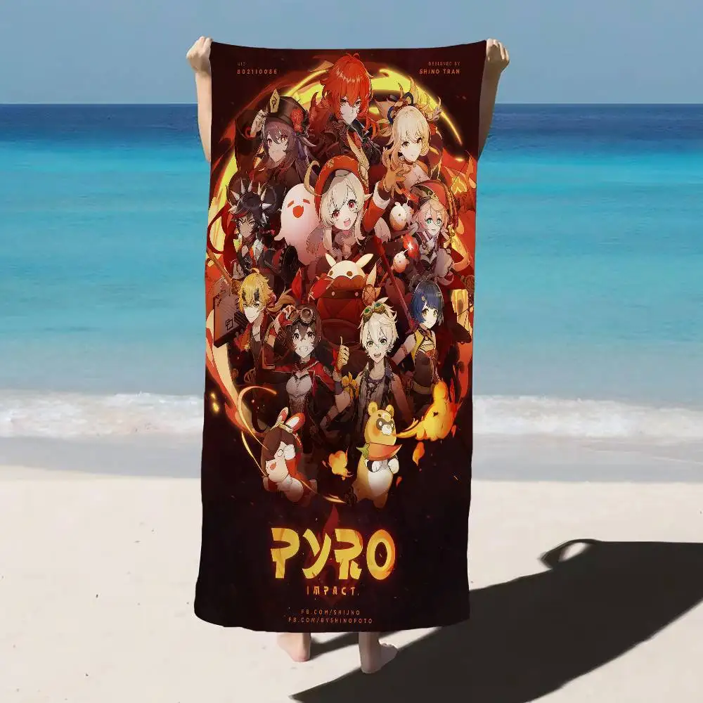 Genshin Impact GAME Microfiber Blanket Quick Drying Beach Towels Oversized Printing Super Absorbent Pool Towel Blanket