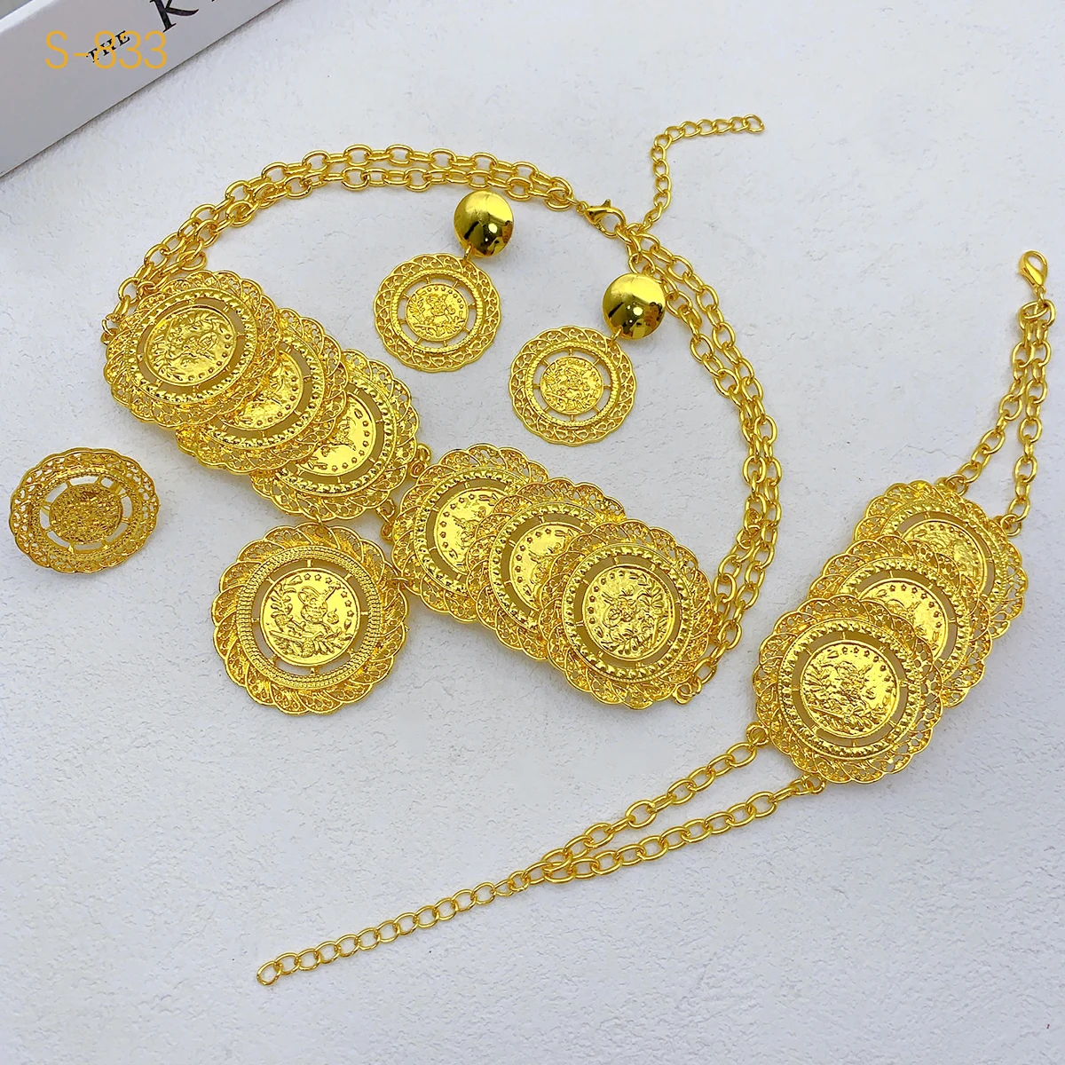 ANIID Indian etiope 24k Color oro nappa moneta Set di gioielli con ciondoli per le donne Dubai collana africana Set regali per feste arabe