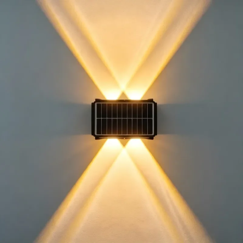 Aluminum Solar Strip Wall Light IP65 Waterproof 2 + 2 LED Outdoor Garden Fence Light, 5 Year Warranty