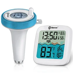 GEEVON Wireless Pool Thermometer Floating Easy Read,Digital Pool Thermometer Wireless with Indoor Temperature Humidity Monitor