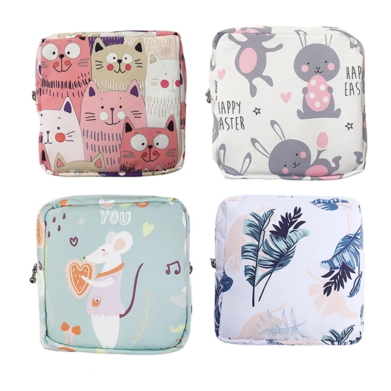 

Cartoon Cute Girl Cosmetic Bag Mini Sanitary Pads Lipstick Storage Makeup Bag Travel Toiletry Beauty Case Make Up Organizer Bag