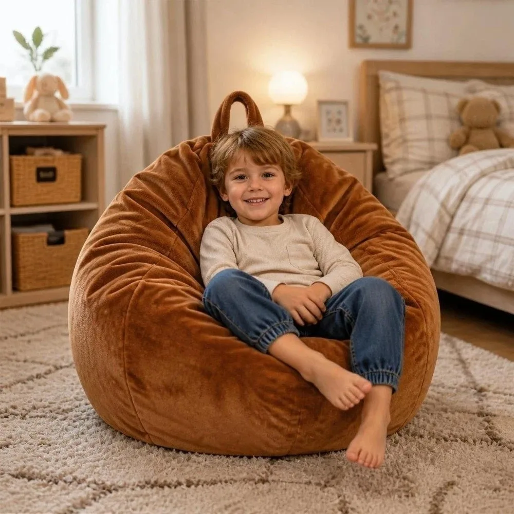 Durable Fabric Bean Bag Chair Cover Washable Removable Lazy Sofa Cover Soft No Filling Storage Bag Bedroom