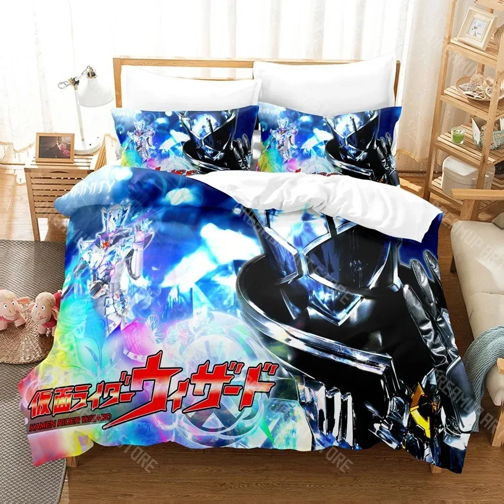 3D Printed Kamen Rider Bedding Set for Boys Girls Duvet Cover And Pillowcase Included Twin Queen King Full Single Double Sizes