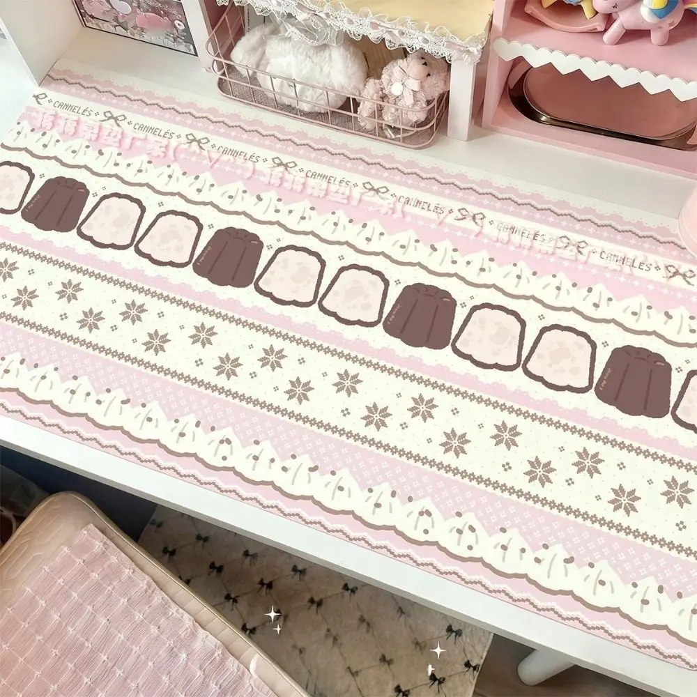 Cute Strawberry Cake Desk Pad Linen-cotton Cartoon Photo Props Non-Slip Gift Table Mat Desktop Decoration