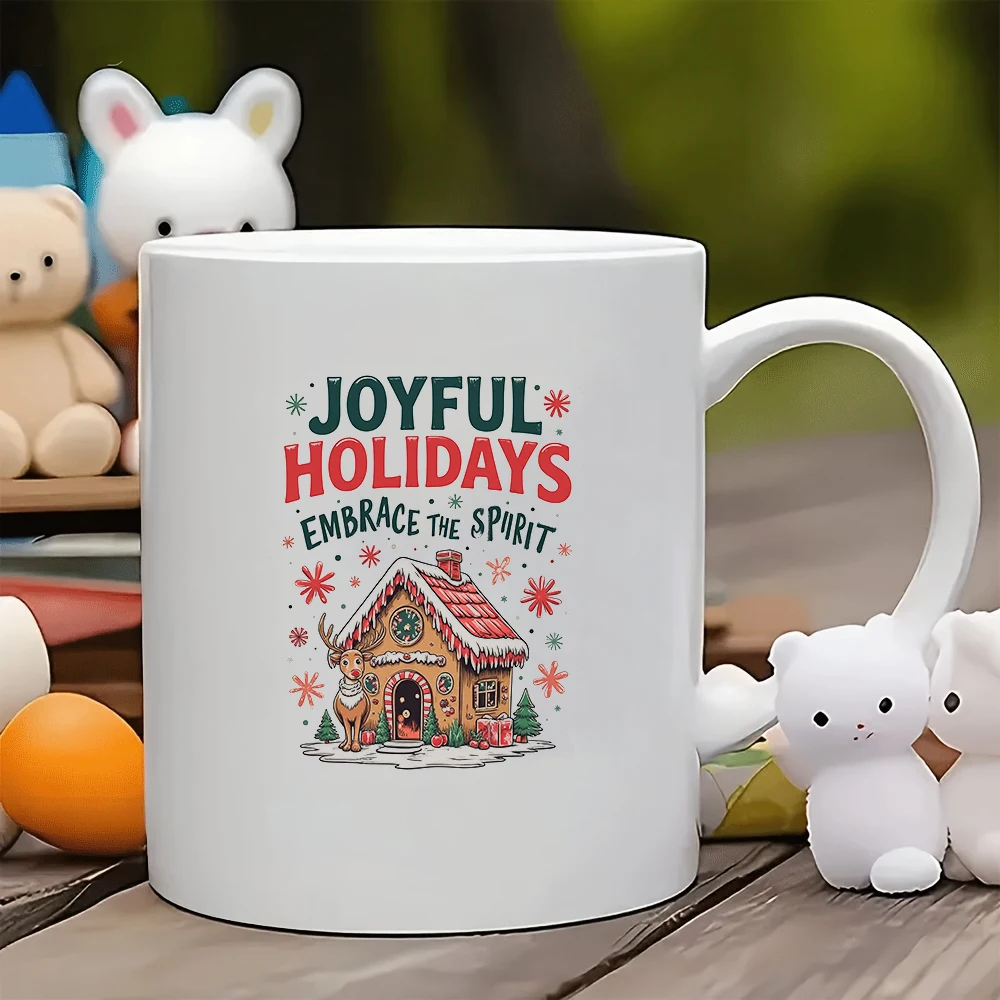 

11oz Christmas Cup Joyful Holidays Family Christmas Gift Santa Claus Water Cup Home Office Creative Cup