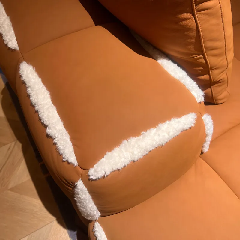 Cream Wind Free Combination Module Living Room Frosted Leather Sofa
