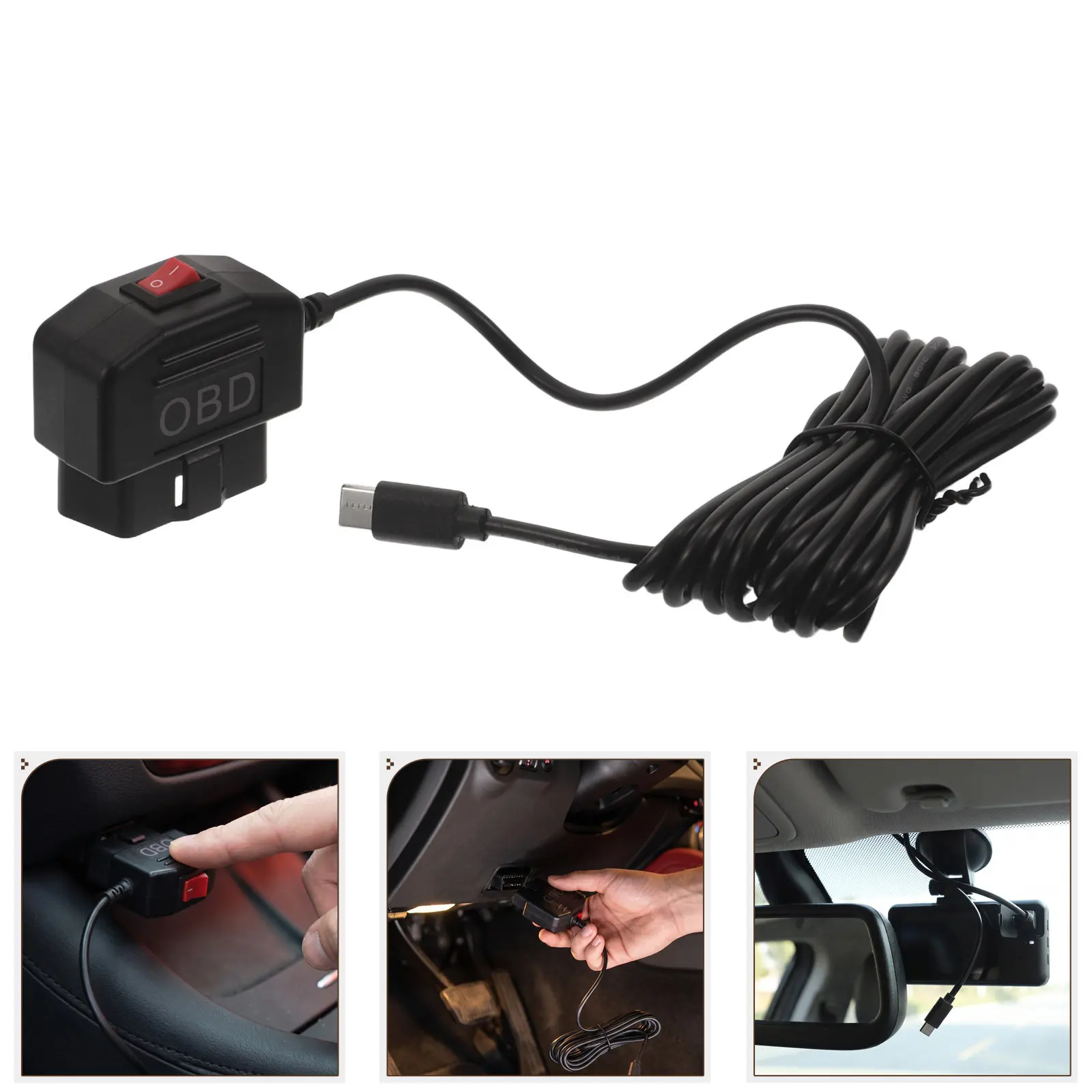 Dash Cam Obd Power Cable Type Voltage Protection Stable Power for Parking Mode Continuous Recording Car Dvr Parking