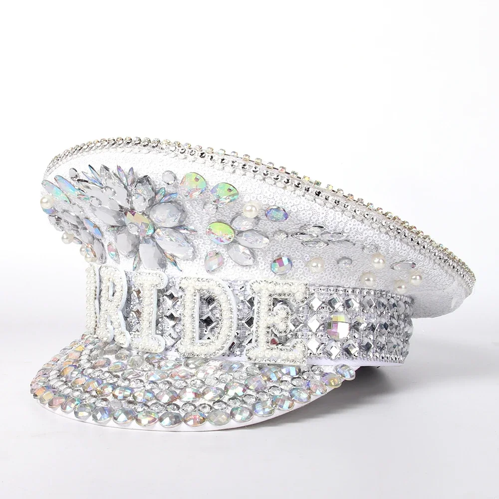 Women Wedding Bridal Hat Bride Military Hat Sergeant Captain Festival Birthday Hen Part Octagonal Hat