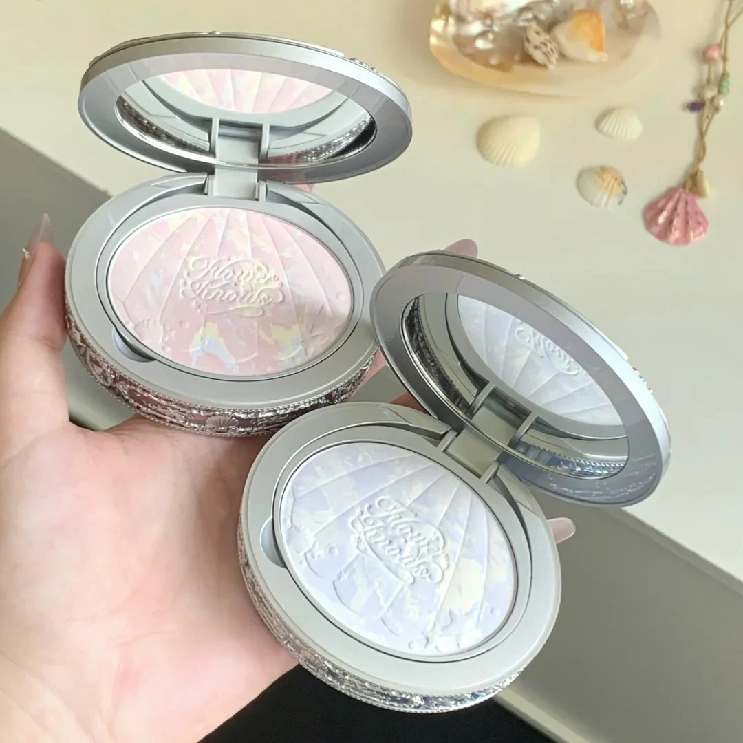 Flower Knows Shell’s Jewel Pressed Powder Long Lasting Matte Finish Oil Control Full Coverage Skin Filter Longwear Face Makeup