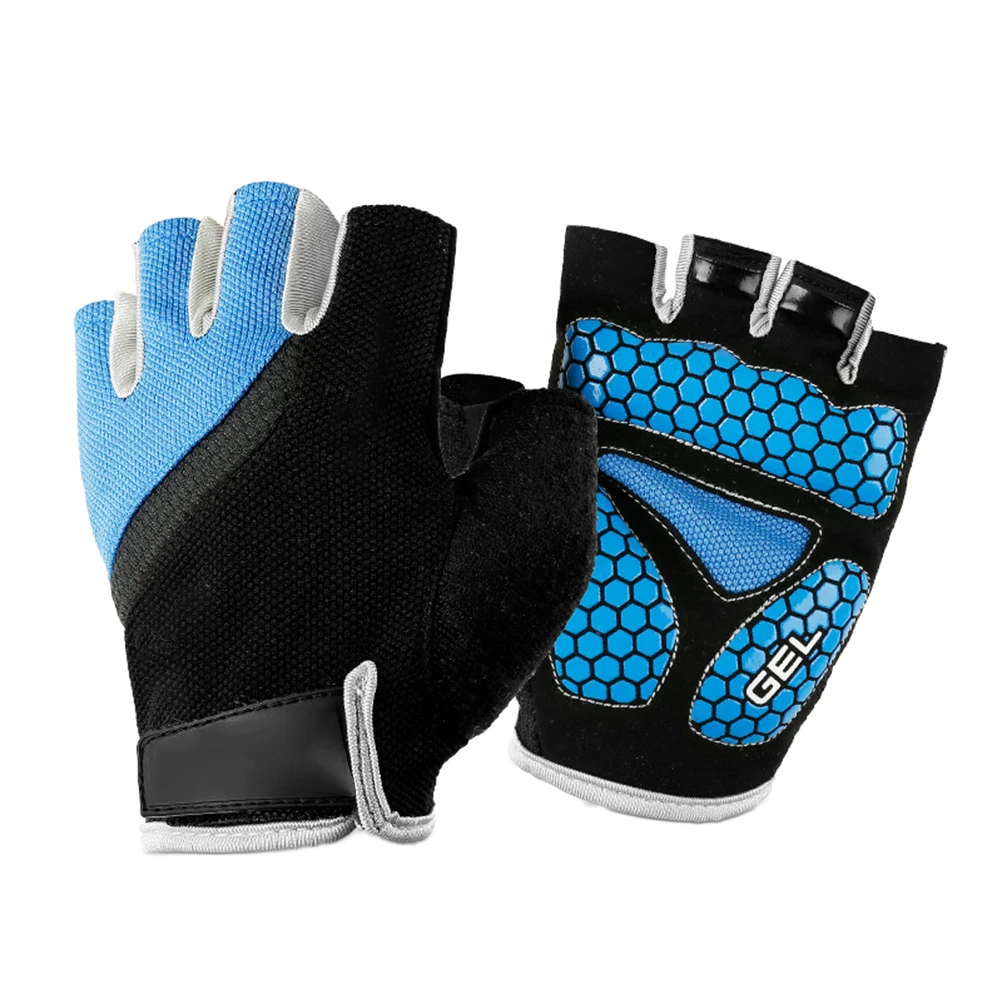 

Cycling Gloves Lightweight Silica Gel Breathable Shock Absorbing Anti Skid Half Finger Blue Outdoor Sports Use Men Women