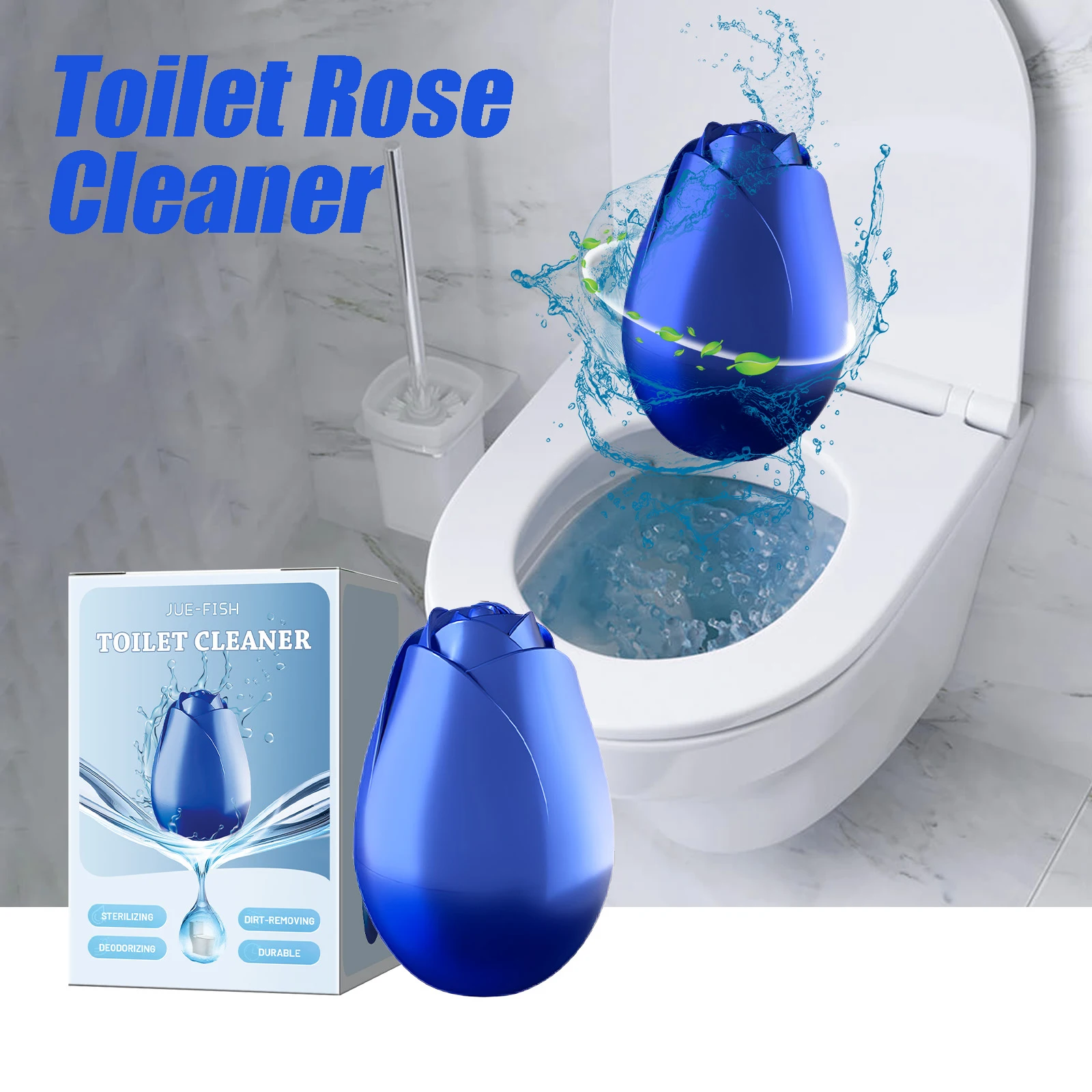 

Jue-Fish Очиститель для туалета с розами Ванная комната Бытовой туалет Обеззараживание накипи Дезодорирующий ароматизатор Очиститель для унитаза
