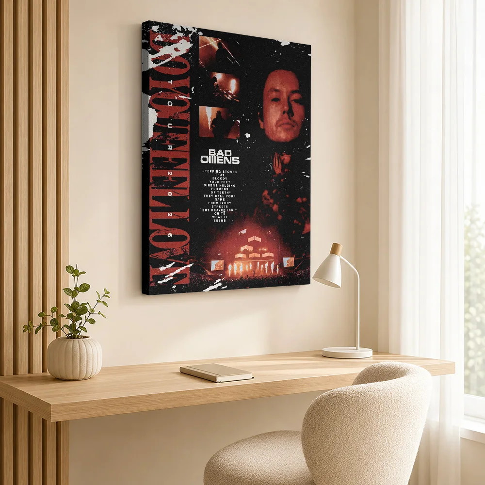 Bad Omens Tour 2026 Gritty Concert Canvas Painting Poster Customized Photo Retro Music Wall Art for Studio Decor Ready to Hang