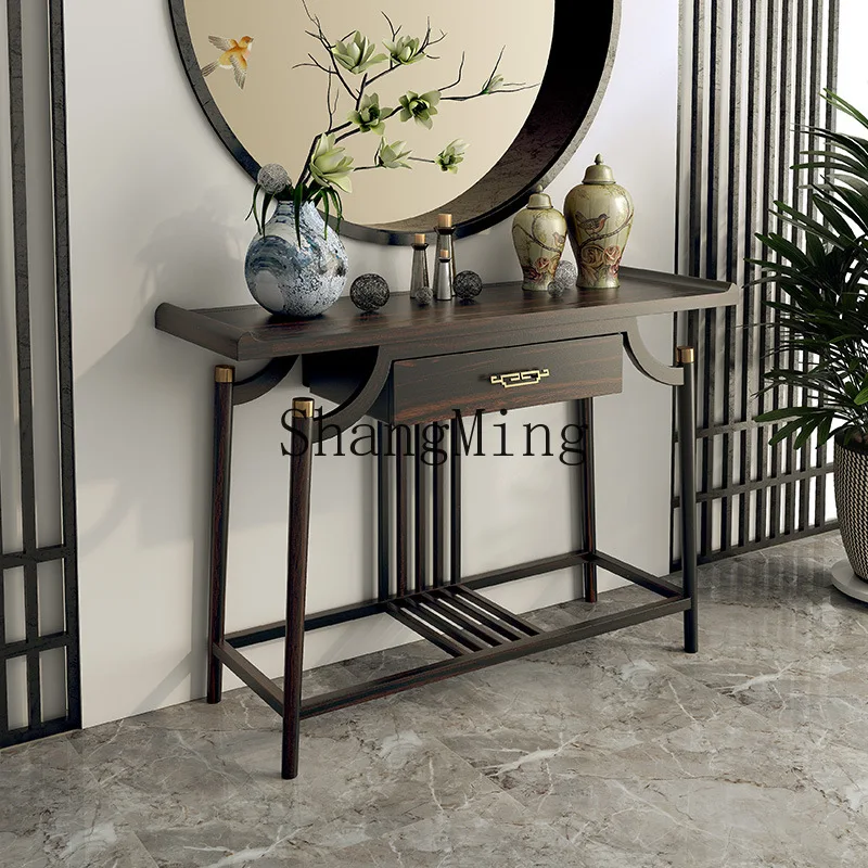 

CL Chinese Style Solid Wood Entryway Console Table Simple Corridor Wall-Mounted Modern Entryway Offering Table