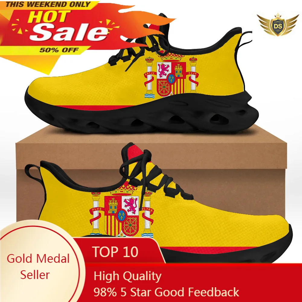 

Spain Flag Print Cool Sneakers Casual Lightweight Lace-Up Men Ladies Vulcanized Shoes Comfortable Breathable Jogging Shoes