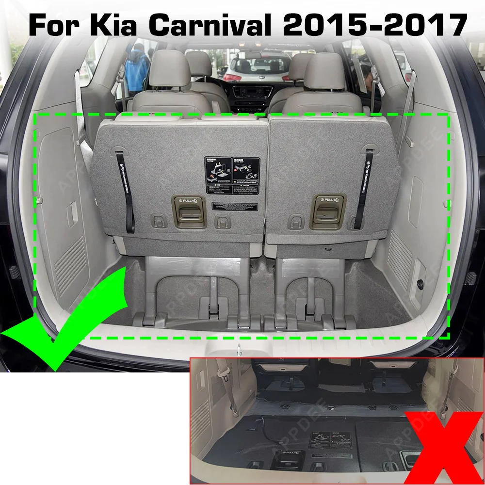 Auto Full Coverage Trunk Mat For Kia Carnival 7-Seat 2015-2017 16 Car Boot Cover Pad Cargo Liner Interior Protector Accessories