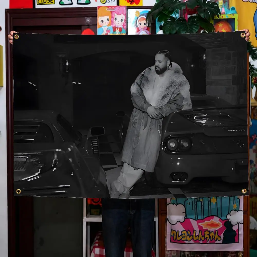 Singer Drake OVO Drizzy The 6 God Rap Flags Wall Hanging Background Flag Wall Decor Banners for Outdoor Bedroom Dorm Room Decor