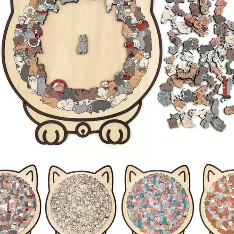 135 قطعة من ألغاز موراندي الملونة على شكل قطة خشبية غير منتظمة على شكل قطط قطع على شكل حيوانات لديكور المنزل وألعاب الحفلات هدايا