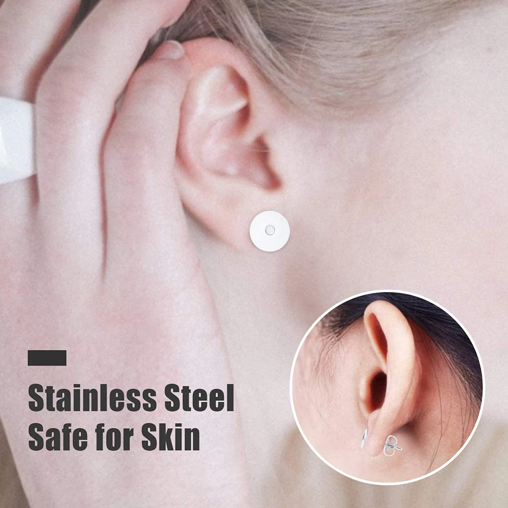 100pcs 2 Color Stainless Steel Earring Studs Blank Post Base Pins With Plug Findings Ear Back For DIY Jewelry Making Wholesale image 3