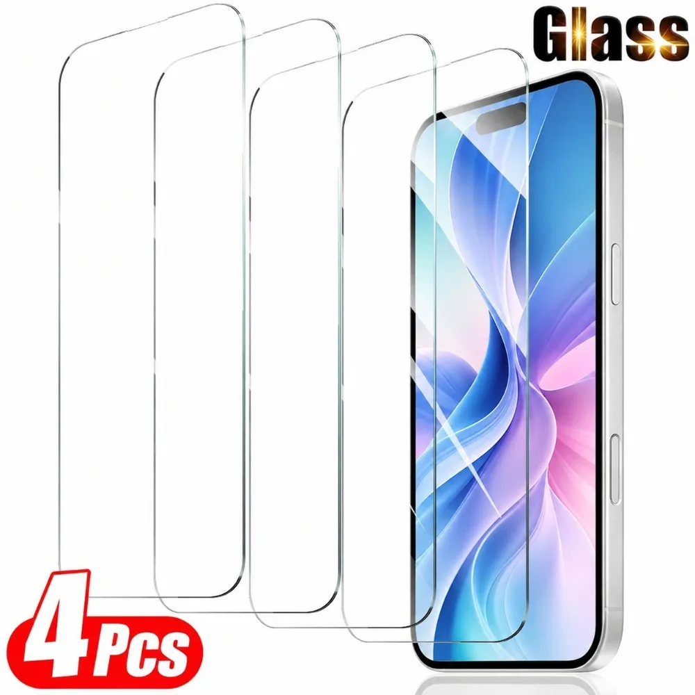 

4Pcs Ultra Clear Tempered Glass for iPhone 17/16/15/14/Pro Max/17e/16e/Air/13/12/11/Pro/15/14/Plus/Anti-Scratch Screen Protector