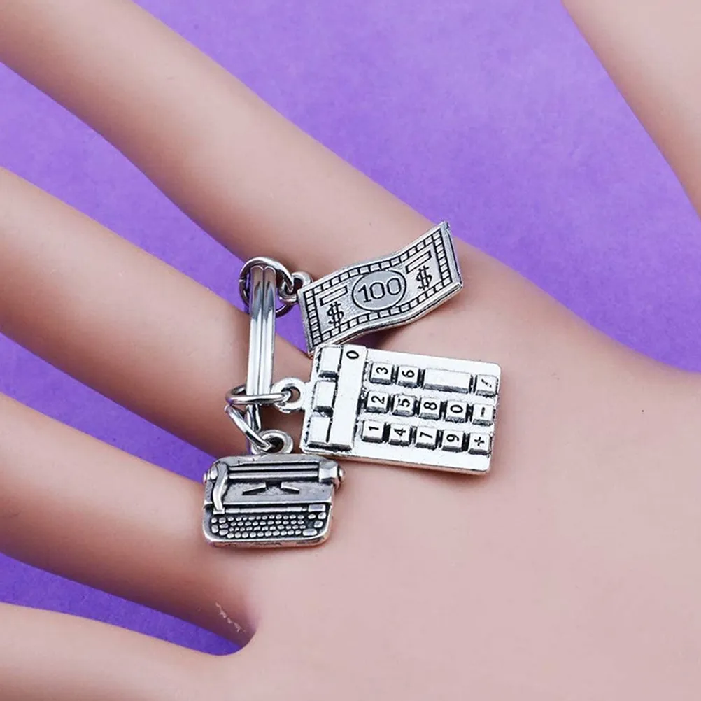 Exquisite Mini Calculator Design Metal Key Ring Decorative Key Chain Hanging Pendant for Keys Bag Car Party Props Graduation
