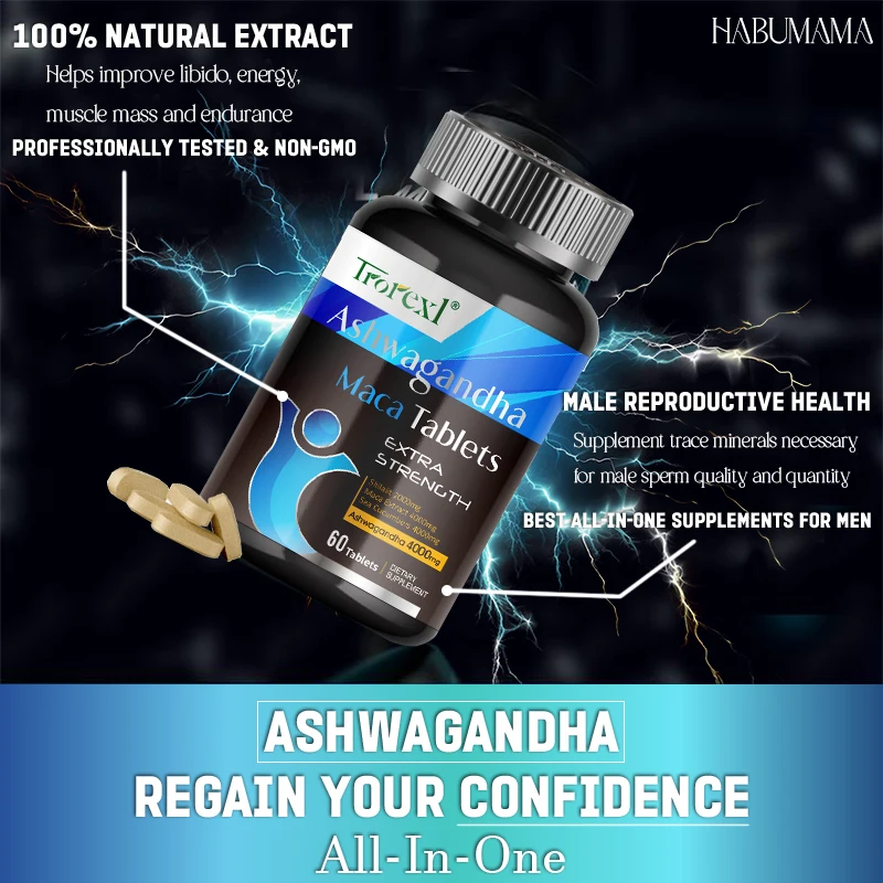 Best Ashwagandha&Maca Supplement Support for Men\'s Health, Energy, and Endurance