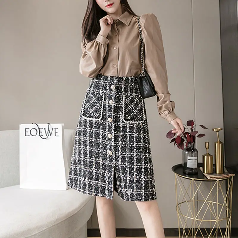 

Daily Office Lady Winter Women Midi Bag Hip A-line Skirt High Waist Trendyol Fashion Casual Vintage Chinese Style Elegant Skirts