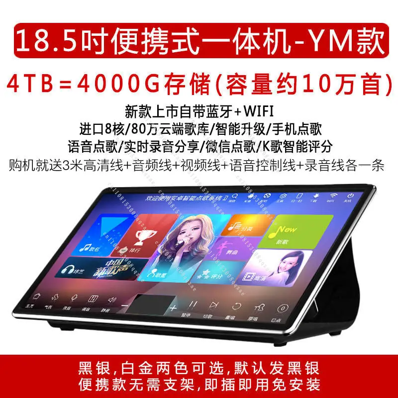 Premium Home KTV All-in-One Machine | Capacitive Touch Screen Karaoke System with Speakers & Mics, Global Voltage