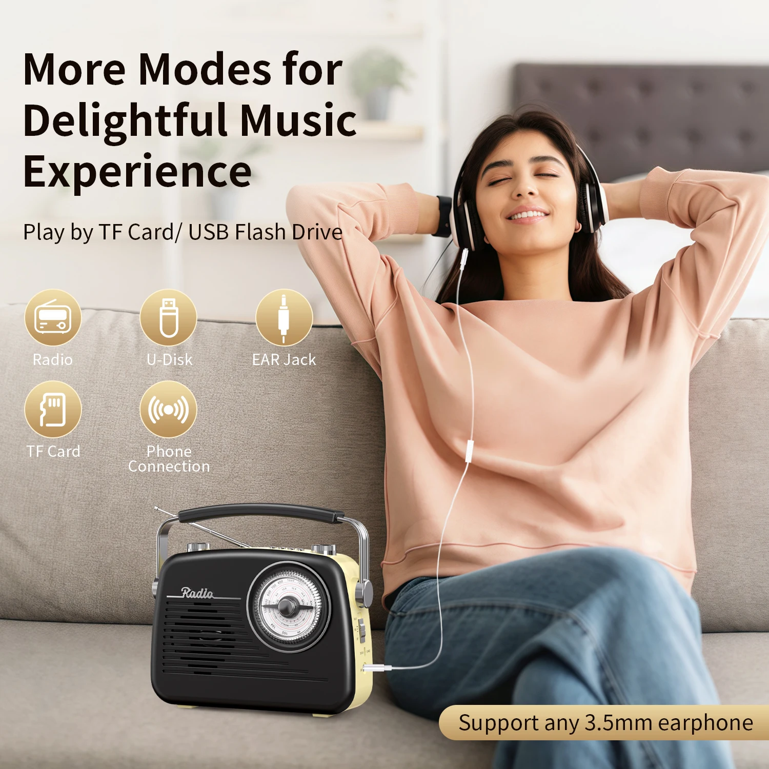 

Портативная многофункциональная радиостанция AM/FM/SW, многодиапазонная, USB-зарядка, воспроизведение в карт TF, с антенной, с лучшим приемом