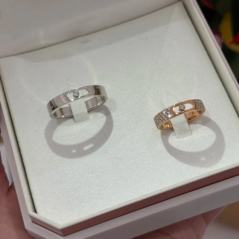

Women's Fashion Jewelry S925 Silver Classic MOVE Sliding Couple Ring Exquisite Women's Luxury Holiday Party Valentine's Day Gift