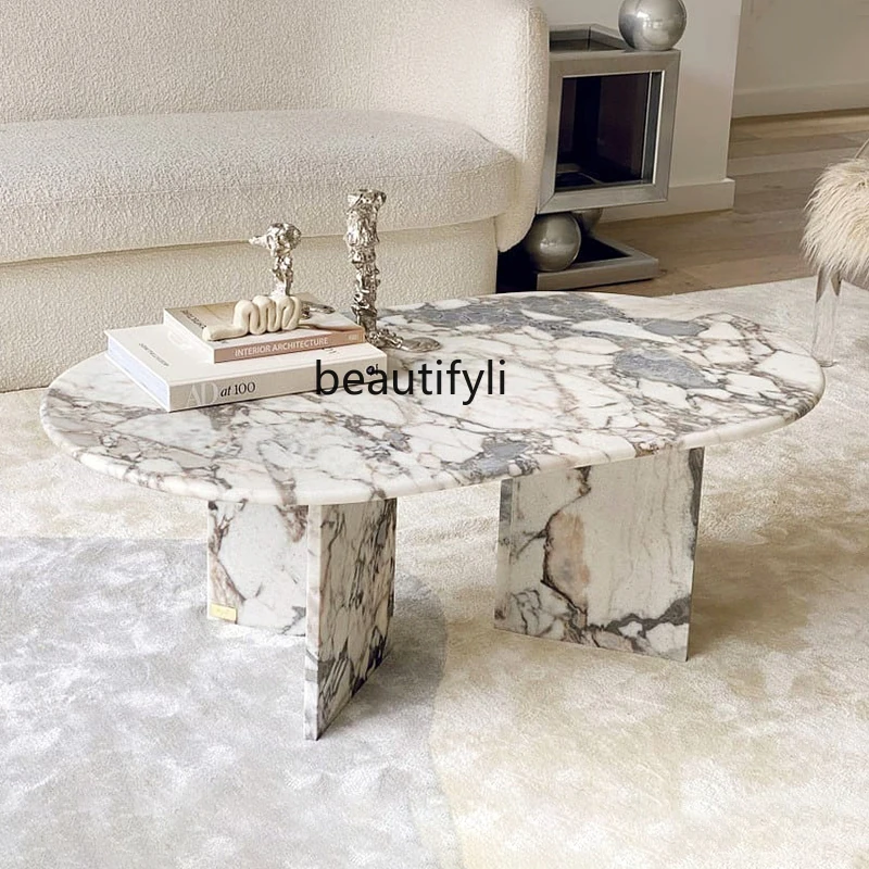 zq Natural Luxury Stone Endtable Light Luxury Small Apartment Living Room Coffee Table Coffee Table