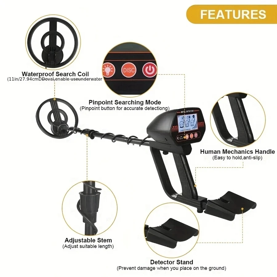 High Sensitivity Beach Treasure Finder Handheld Underground Metal Detector For Children And Adults High Precision Gold Detector