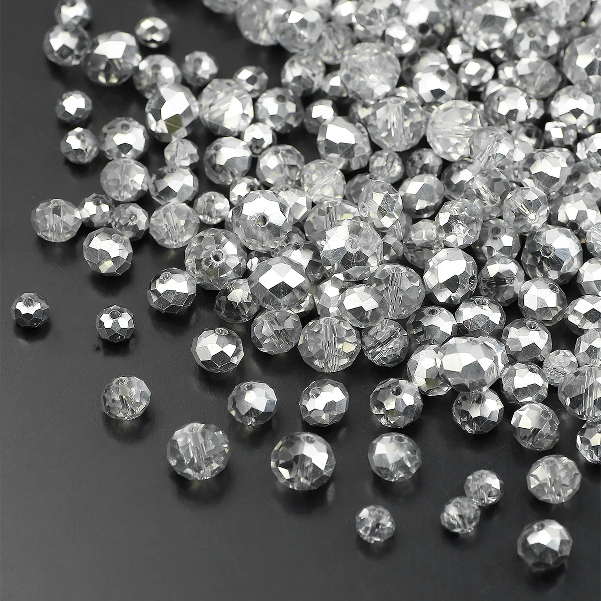 Silberne facettierte flache runde österreichische Kristall lose Abstandsperlen für Schmuckherstellung DIY Charms Liebe Halskette Zubehör 2–10 mm