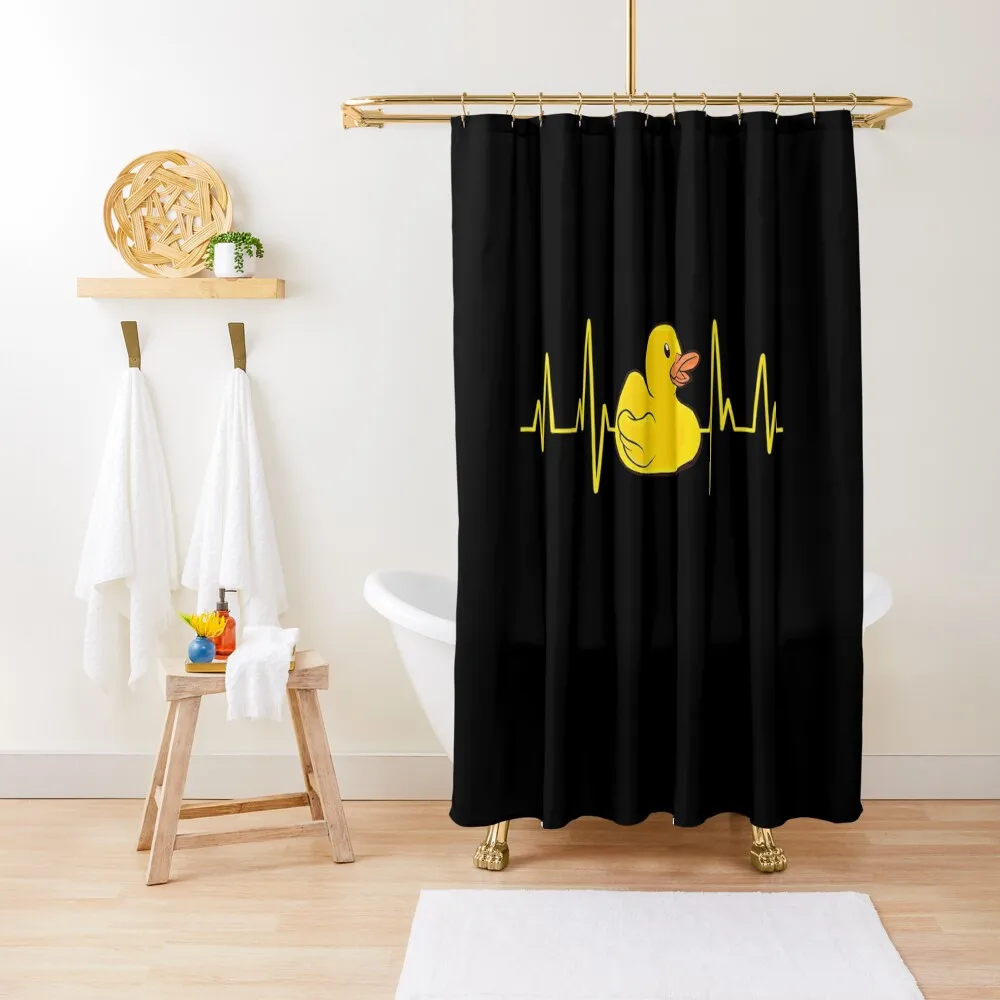 

Rubber Duckie Duck Heartbeat Shower Curtain Elegant Bathroom Shower Set Bathroom For Shower Curtain