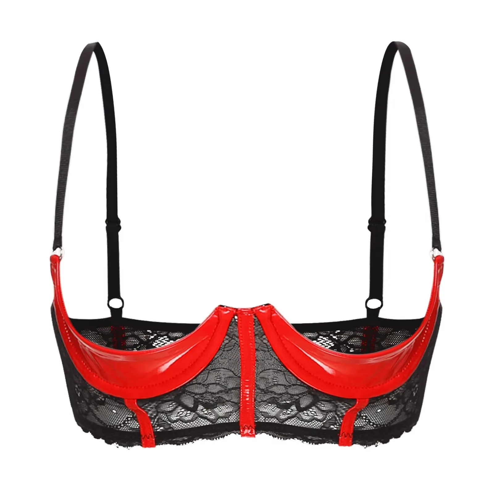 

Womens 1/3 Cup Underwired Push Up Shelf Bra Top Floral Lace Leather Unlined Bralette Sexy Balconette Lingerie Underwear