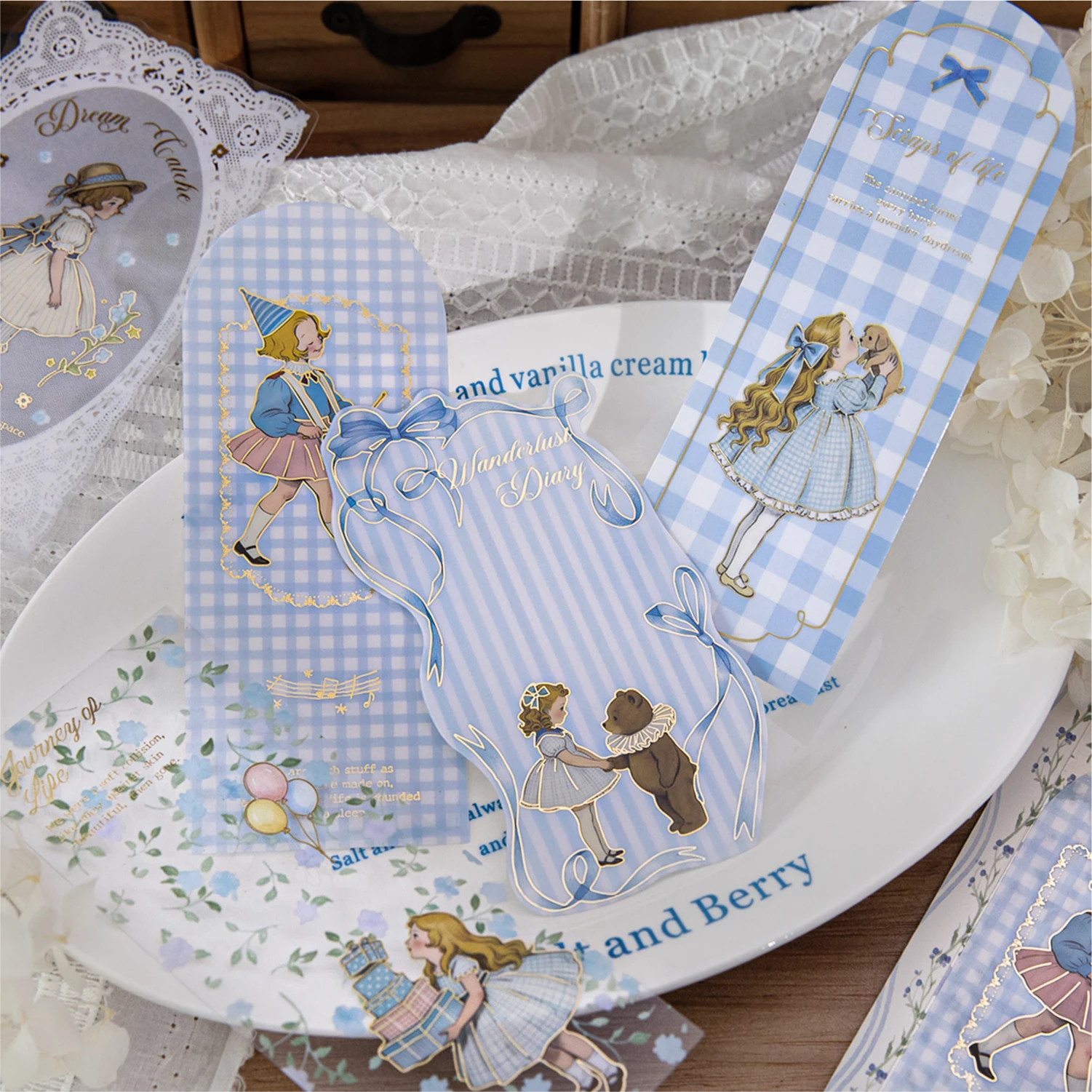 JIAMEI 5pcs Alice Garden Series Kawaii Laser Gold Learning Reading Tags Bookmarks Cute Student Stationery Office Supplies