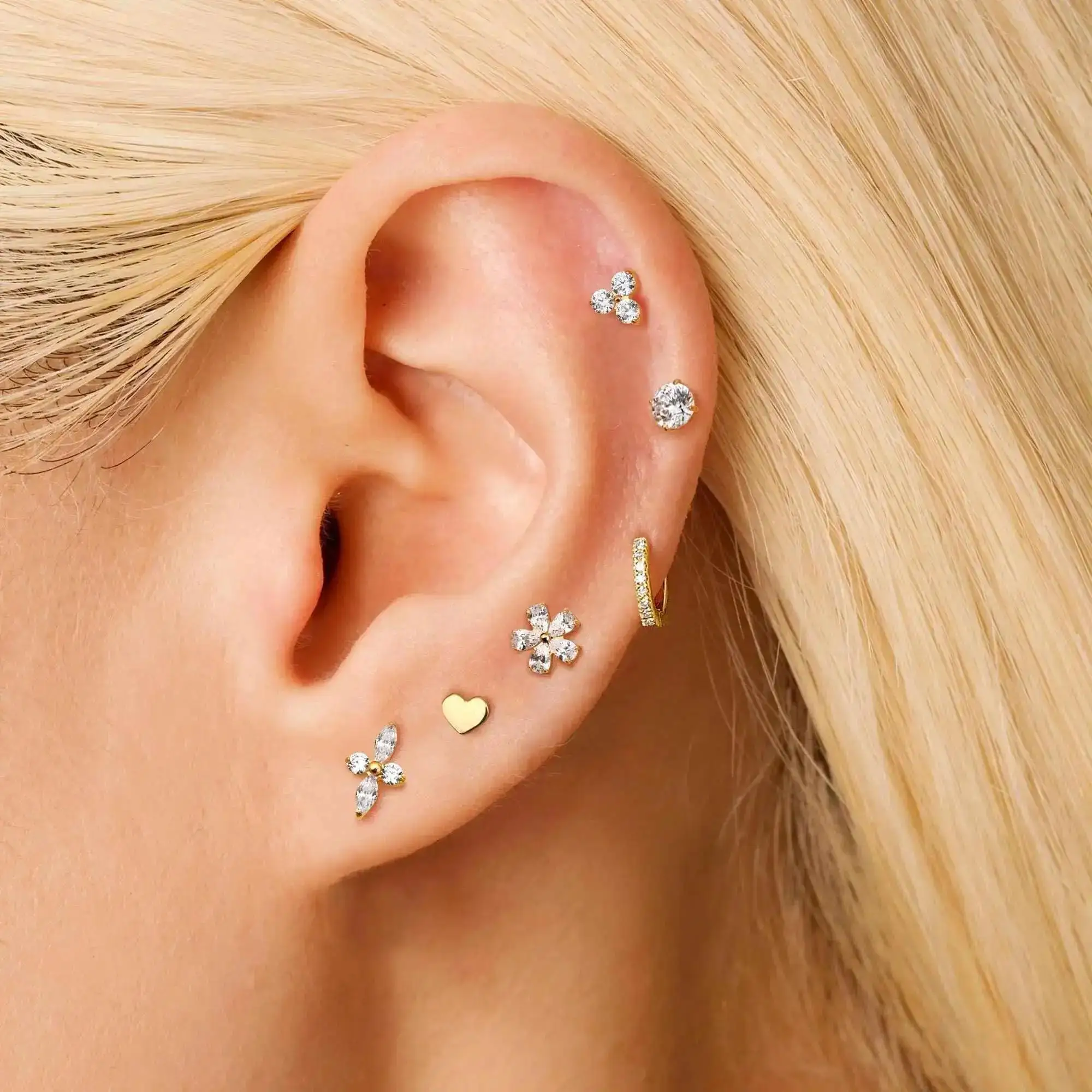 ATMS F136 G23 التيتانيوم محارة اللولب ثقب المجوهرات داخليا الخيوط شقة عودة مسمار الغضروف أقراط 5A الزركون #3