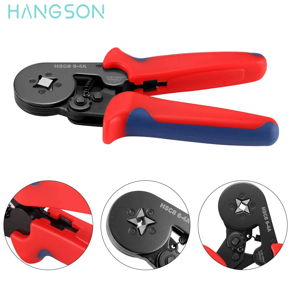 HSC8 6-4/6-6 Ferrule Crimping Tool Wire Ferrule Kit Crimper Connectors Crimpers Tools Pin Terminals Ratchet Pliers for Audio Car