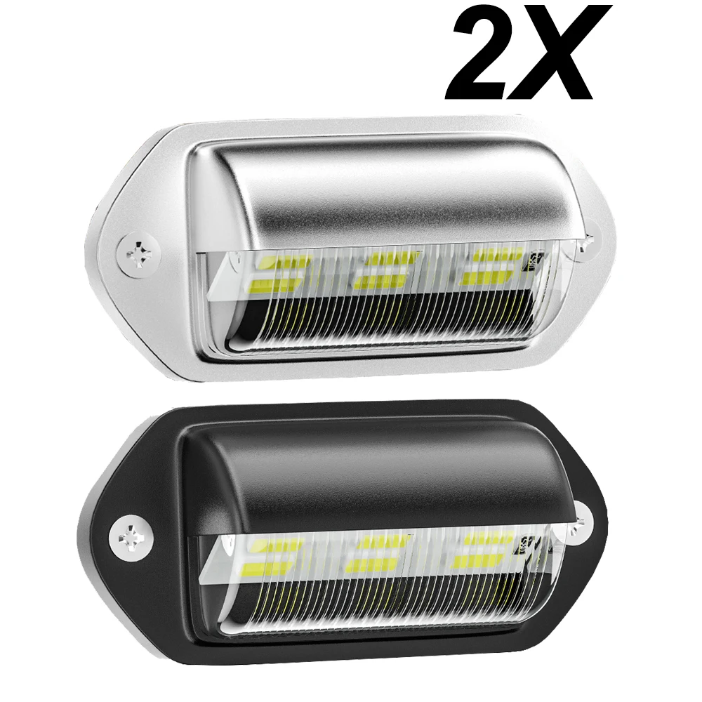 

2x 6LED License Plate Lights Universal Car Truck RV Trailer Van License Taillight Waterproof Rear Lamps Tools Accessories Silver