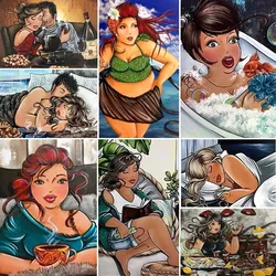 DIY Diamond Embroidery Cartoon Lady Fat Woman 5D DIY Diamond Painting Kit for Adults Cross Stitch KIt Diamont Paiting