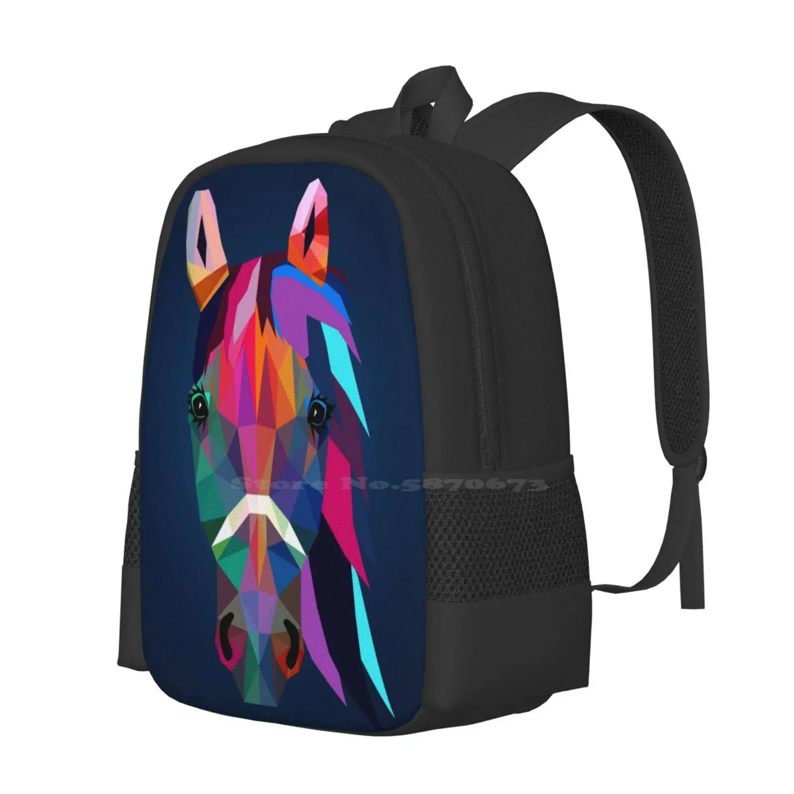 Horse Bag Backpack For Men Women Girls Teenage Wpap Wild Thoroughbred Abstract Modern Unique Equine Horses Western Cool Retro