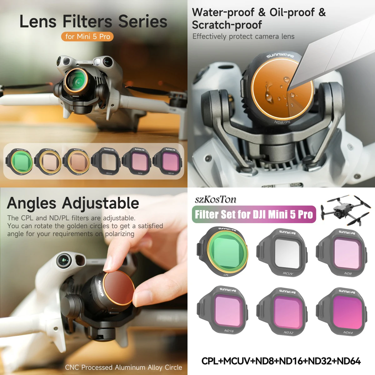 Filterset für DJI Lito X1/Neo 2/Mini 5 Pro/Mini 4 Pro/Filp ND MCUV CPL Filter Blendschutz Optisches Glas Linsenzubehör – Detail 6
