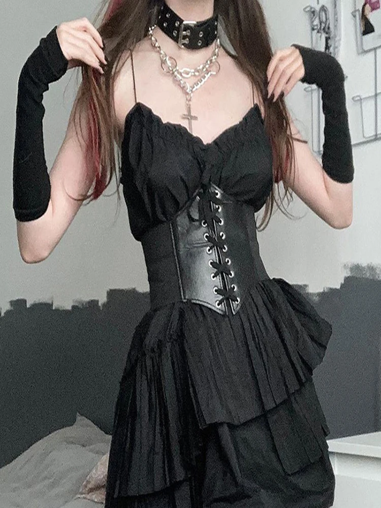 ผู้หญิงเซ็กซี่รัดตัว Underbust Gothic Butterfly CHAIN Curve Shaper สายรัดกระชับสัดส่วน