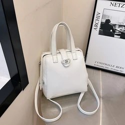 Exquisite PU Fashion Backpacks Solid Hasp High Quality Multifunctional Shoulder and Crossbody Bags for Women 2024 Designer Style