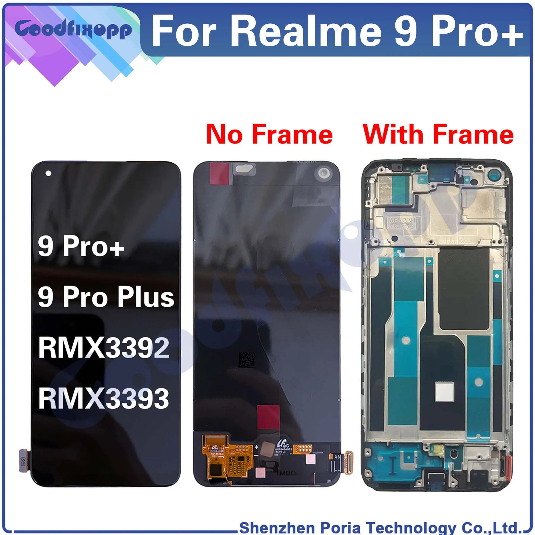 For Realme 9 Pro+ RMX3392 RMX3393 9 Pro Plus LCD Display Touch Screen Digitizer Assembly Repair Parts Replacement