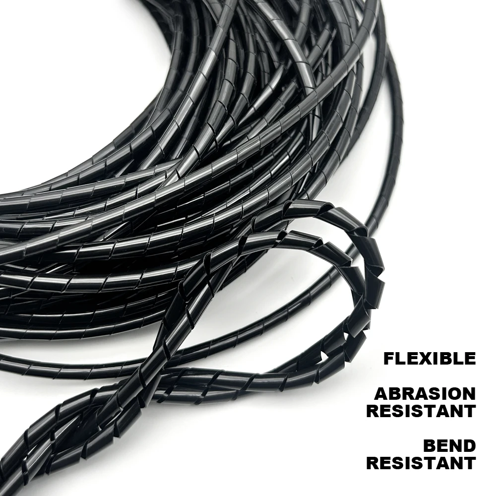black PE spiral pipe protective sleeve 4~30mm Insulation/wire protection/wear-resistant/industrial cable winding protective tube