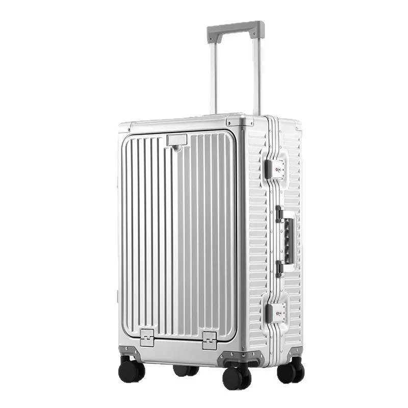 KLQDZMS Koffer mit Frontöffnung, Boardingbox, Vollaluminium-Magnesium-Legierung, Trolley-Koffer, 20 Zoll, 61 cm, Multifunktions-Gepäck
