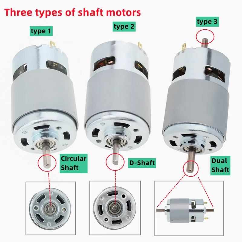 775 DC Motor 12V 24V 3000RPM-12000RPM Large Torque Micro Electric Motor for Drill Screwdriver Circular/D-Shaft/Dual Shaft