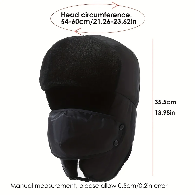 مجموعة واحدة من قبعة الطيار الشتوية للرجال مع قناع مقاوم للرياح، قبعة منفوخة سميكة دافئة للجنسين
