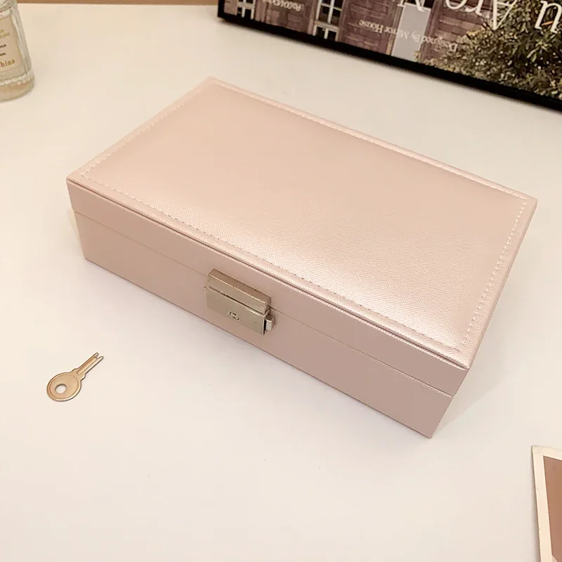 Solid Lockable Jewelry Packaging for Women High-end Earring Boxe Dustproof Storage Large Capacity Portable Travel Display Box K - view 4